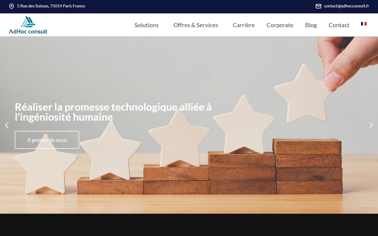 Capture d’écran : AdHoc Consult, Cabinet de conseil en transformation numérique, Paris