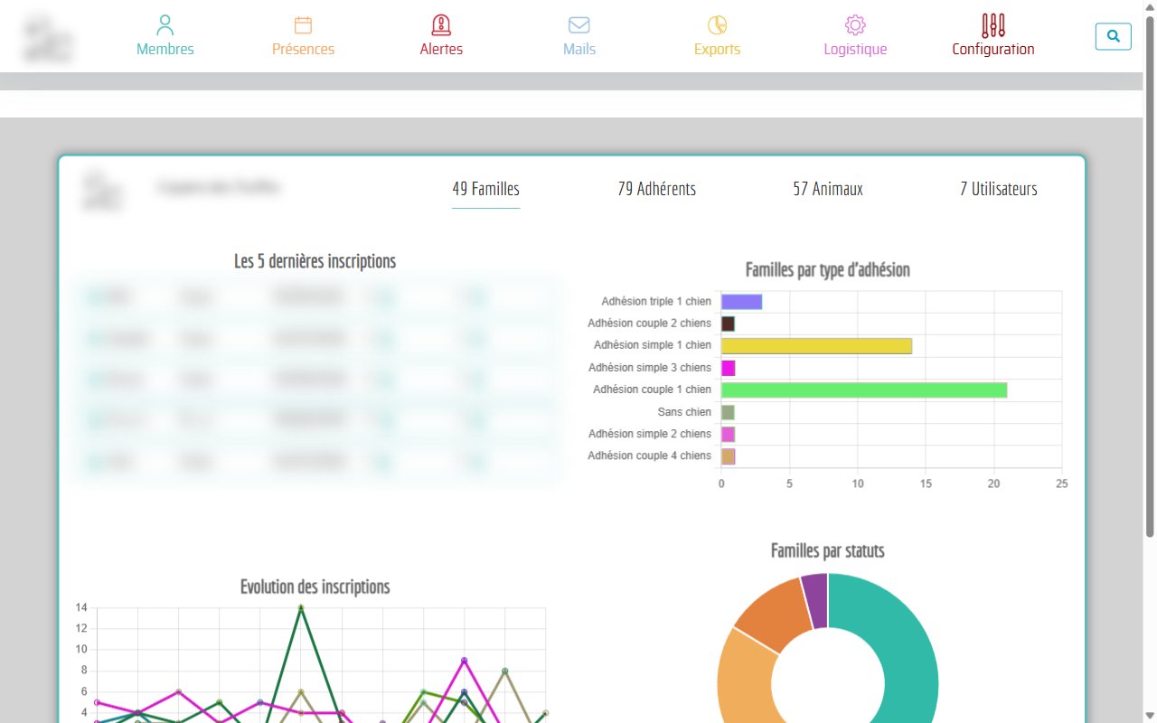 Capture d’écran : DataPet Manager, Logiciel de gestion pour les clubs canins et associations du monde animalier